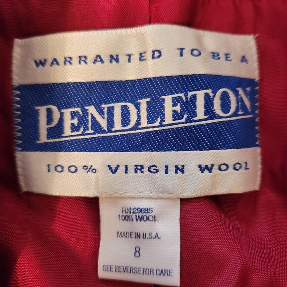 Pendleton Wool Pea Coat Size 8 Red Winter Jacket 100% Wool Classiccore Coat - Picture 3 of 3